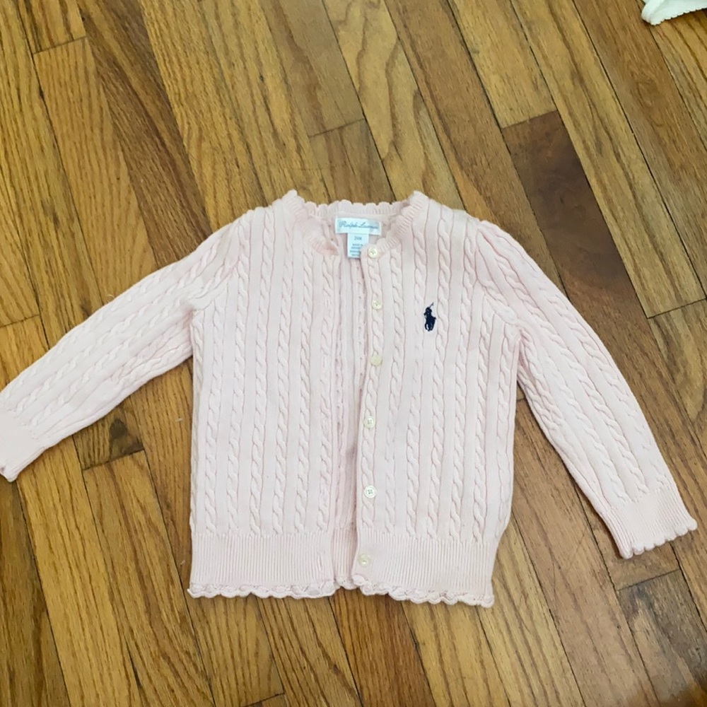 RALPH LAUREN 24 M PINK CARDIGAN